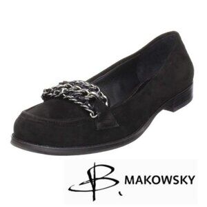 Black Suede Loafers Chunky Maximalist Silver Chain 6 B Makowski Dark Academia